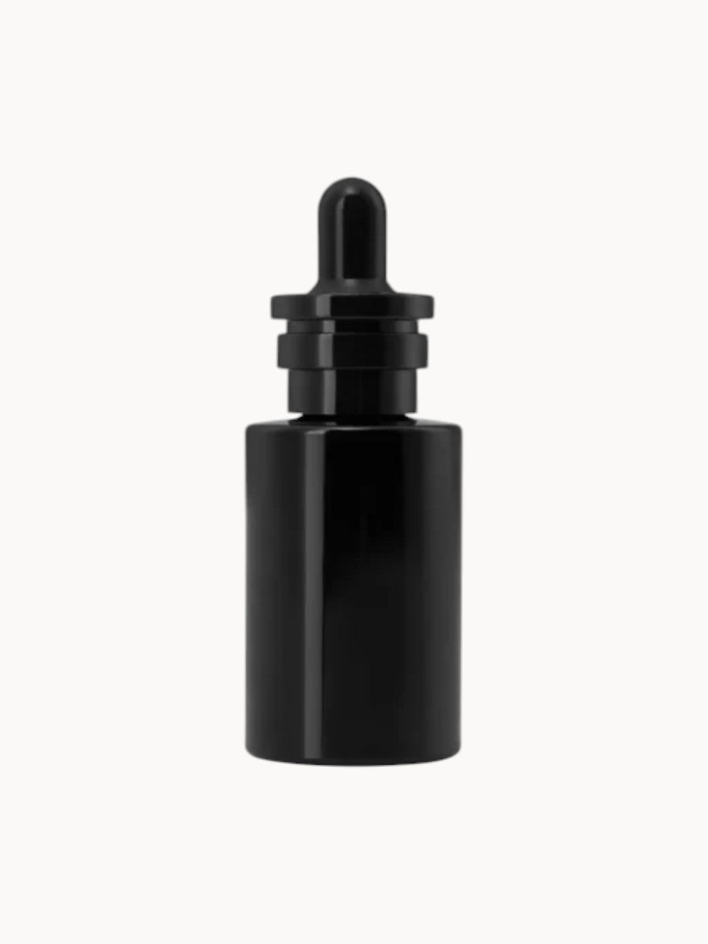 Schwarzes Fläschchen mit Pipette, enthält pflegendes Anti-Aging-Serum.