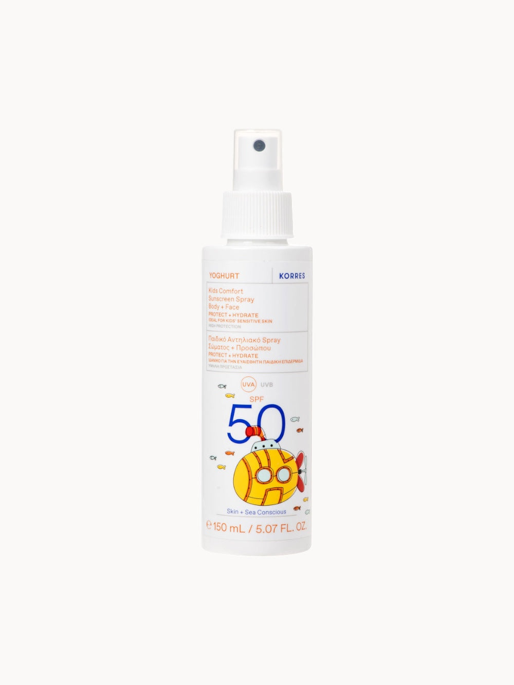 YOGHURT spray de protección solar confort para niños para cara y cuerpo SPF50